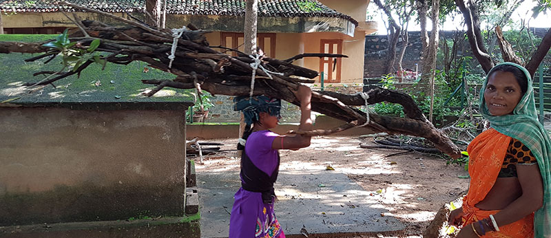 Our staff helped the older one with the lacing and transport of the wood.